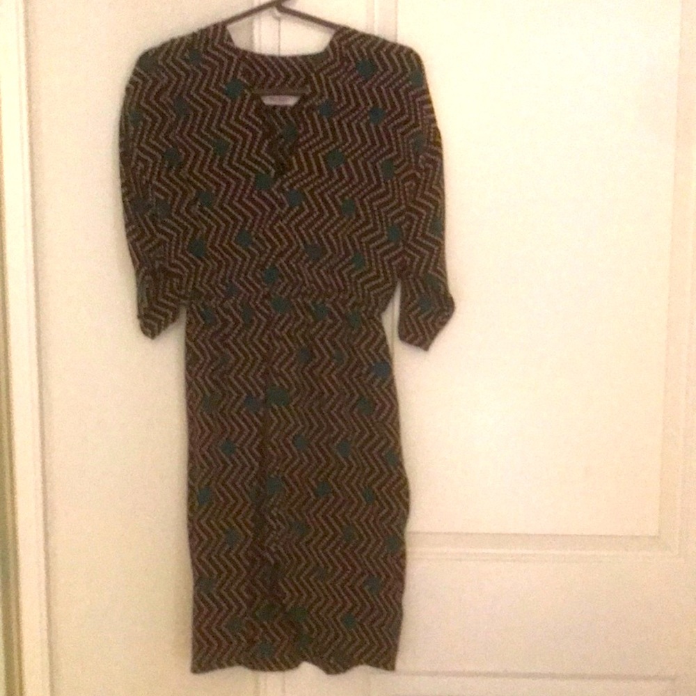 Tucker dress  w/elastic waist. 38” shoulder to hem, 6” mid slit